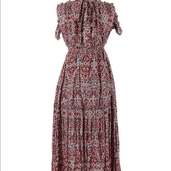 Misa Los Angeles Floral Off Shoulder Mid Length Dress RARE Find - Picture 7 of 8